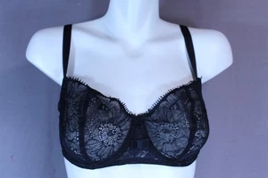 Chantelle 15F5 Underwire Unlined Lace Sheer Demi Bra size 32DDD black - Picture 1 of 9