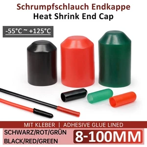 Adhesive Glue Lined Heat Shrink End Cap 2:1 Cable Caps Black/Red/Green Ø 8~100mm - Picture 1 of 10