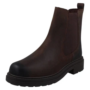 Damen Clarks Grobe Sohle Leather Ausgeschnittene Flächen Chelesea Boots Orinoco3 - Foto 1 di 10