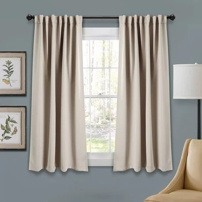 Juego de 2 paneles de cortina Luberante decoración trigo beige lengüeta trasera apagón 52" x 63" Foto 1 de 4