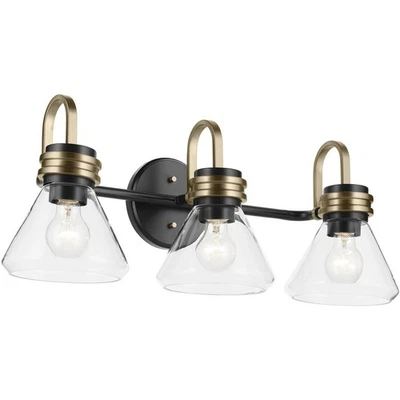 Luminária de parede Kichler Lighting 55155BKCLR Farum 3 luminárias 26 polegadas preta - Imagem 1 de 4