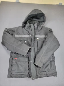 CAT Jacket Mens Large Black Workwear Redefined Hooded Parka Coat Winter W11432 - Picture 1 of 13