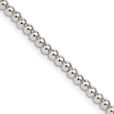 Collar de cadena de plata de ley de 3 mm con cuentas en caja de 20" para mujer 12,23 gm Foto 1 de 4