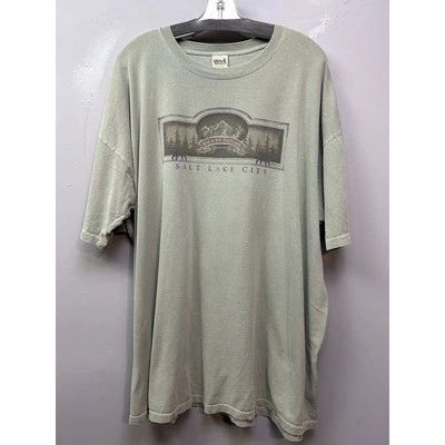 Camisa Salt Lake City Para Hombres 2X Manga Corta Naturaleza Gráfico Estampado Alce Verde Yunque Foto 1 de 4