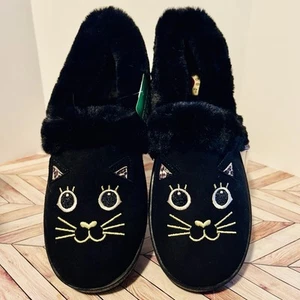 BOBS Skechers Too Cozy Meow Cat Women’s 9 Leopard Slippers Fur Embroidered Vegan - Picture 1 of 10