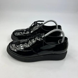 Gucci Womens Black Patent Leather Creeper Shoes UK 4 Platform Lace Up Flats - Picture 1 of 22