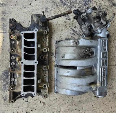 86-96 FORD BRONCO F-SERIES TRUCK 5.0 EFI UPPER & LOWER INTAKE MANIFOLD+TB - Image 1 of 4