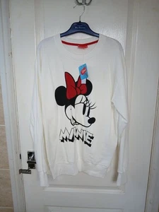 Ladies Disney Minnie Mouse White Casual Sweatshirt Jumper Size M BNWT - Picture 1 of 5