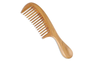 Peines de pelo hechos a mano de sándalo verde 100 % natural - antiestáticos Foto 1 de 4