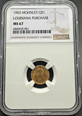 1903 McKINLEY LOUISIANA PURCHASE COMMEMORATIVE GOLD DOLLAR NGC MS67 09XEGA25 - Image 1 of 4