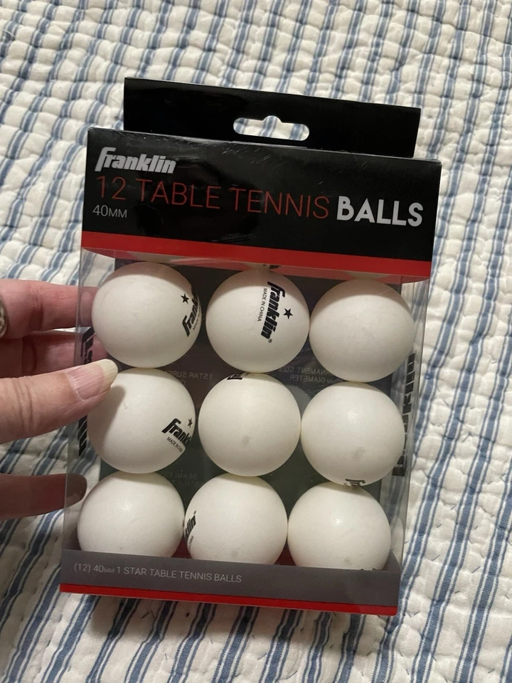 Franklin Sports 57103 Table Tennis Balls 40mm 1-Star White 12 Balls Ship