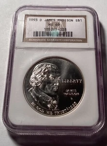 1993 D James Madison Liberty Dollar - Picture 1 of 2