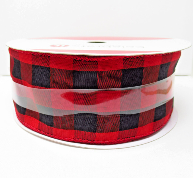 Red/Black Buffalo Checkered Plaid Ribbon, 2.5. 50 Yds/Roll. - Fisch Floral  Supply