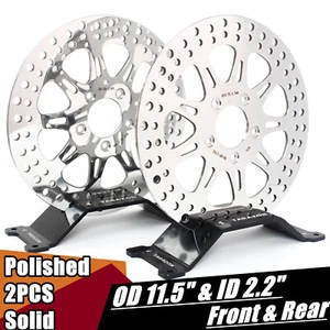 Front Rear 11.5" Polish Brake Rotors Heritage Softail FLSTC Deluxe FLSTN Fat Boy - Picture 1 of 11