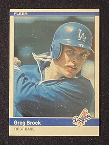 Tarjeta Fleer #98 Greg Brock 1984 MLB Los Angeles Dodgers Primera Base - Imagen 1 de 2