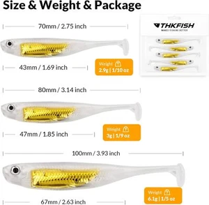 Gold Dust Soft Lures Like Fish Swimbaits Saltwater Freshwater Fishing 5/6pcs - Picture 1 of 14