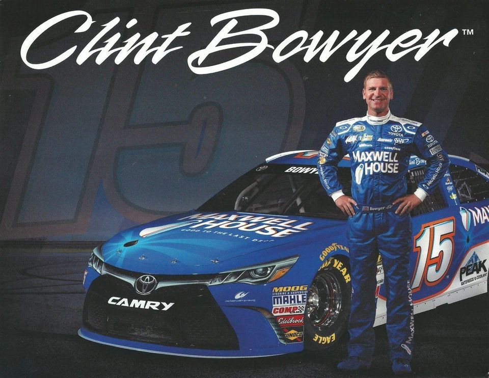 2015 CLINT BOWYER "MAXWELL HOUSE COFFEE" #15 POCONO NASCAR SPRINT CUP POSTCARD - Image 1 of 1