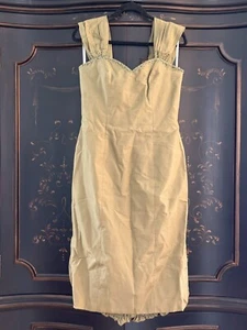 $794 Marisa Baratelli Beaded Dress Removeable Straps 100% Silk | Olive | Size 8 - Picture 1 of 12