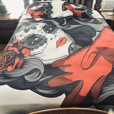 Colcha Ambesonne Día de Muertos con 2 fundas de almohada Foto 1 de 4