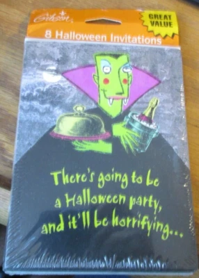 Set of 8 Halloween Party Invitation Cards & Envelope NIP Gibson   - Image 1 of 4
