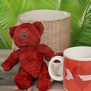 Vintage Russ Berrie "Arrow Thru Heart Cup & Plush Berry Teddy Bear" Set of 2 - Picture 1 of 11
