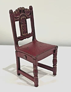 Arcade Cast Iron Dollhouse RED Dining Room Chair, Original Paint 1920s Toy - Picture 1 of 6