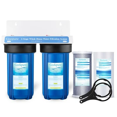 2 Stage Whole House Water Filter System with 10 Inch Housing-1 Inch In&Out - Image 1 of 4