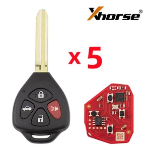5Pcs Xhorse XKTO22EN 2nd Wire Remote Key for Toyota Flat 4 Buttons Triangle HK - Picture 1 of 7