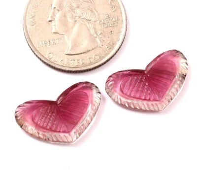 Loose Gemstone Natural Certified Bio Tourmaline Hand Carved Fancy Heart A501 - Image 1 of 3