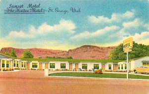 SUNSET MOTEL, ST GEORGE, UTAH, VINTAGE POSTCARD (K520) - Picture 1 of 2