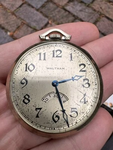 Rare 1931 Size 12 Waltham Secometer 14k White Gold Filled 17J Pocket Watch - Picture 1 of 23