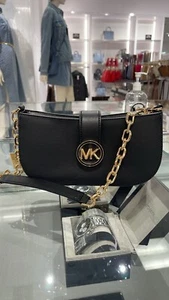 Michael Kors Umhängetasche Leder klein schwarz Druckknopfverschluss Handtasche  - Bild 1 von 24