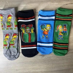 NEU The Simpsons Homer/Bart Weihnachten tief geschnittene Crew-Socken 4 Paar - Größe 6-12 - Bild 1 von 4