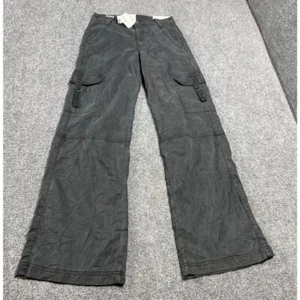 Women's Black Regular Super High-Rise Baggy Wide Leg Cargo Pockets Pant Size 24W - Picture 1 of 20