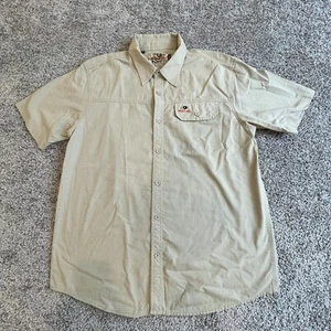 Mossy Oak Shirt Mens Large Brown Button Up Mossy Oak Hunting Camp Outdoors - Picture 1 of 8