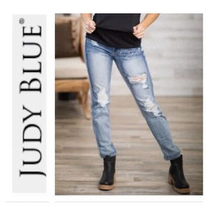 Judy Blue Destroyed Bleach Splatter Boyfriend Fit Jeans Plus Sz 22W Rip Stretch - Picture 1 of 16