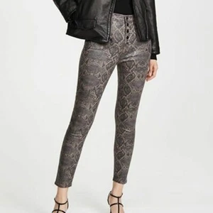 Pantalones ajustados talla alta con botones de piel de serpiente marca J Lillie marrón nuevos con etiquetas 23 - Imagen 1 de 12