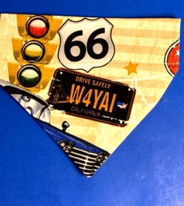 Over Collar Slide On Dog Cat Bandana Scarf ROUTE 66 CARS SMALL/ MED - Picture 1 of 1