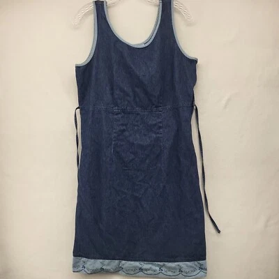 CHEROKEE SPRING COLLECTION WOMENS DRESS LARGE BLUE COTTON SLEEVELESS A-LINE MIDI - Image 1 of 4