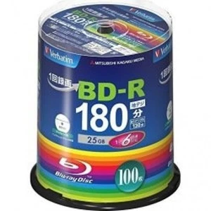 Verbatim BD-R 25 GB 6x Speed Single Layer Blu-ray 100 Discs InkJet Printable - Picture 1 of 1