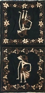Indonesian Batik Fabric Panel Javanese Srikandi Vintage Rare Textile Double - Picture 1 of 7