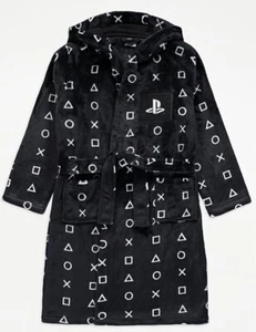 Official Playstation Black fleece dressing gown Gaming sizes 7-8 9-10 years New - Picture 1 of 2