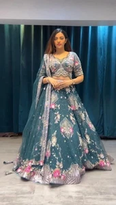 Designer Bride Lengha Choli Indian New Lehenga Wedding Party Bollywood Pakistani - Picture 1 of 7
