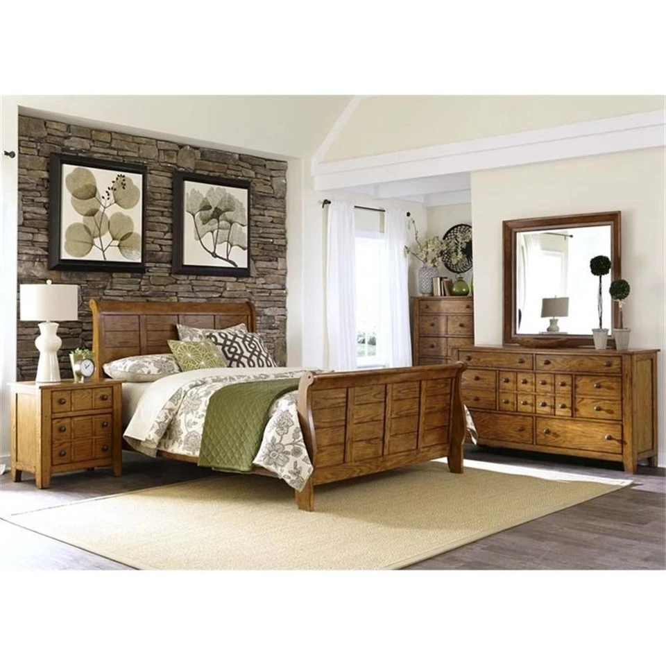 Liberty Furniture Grandpa's Cabin King Sleigh Bed Dresser & Mirror Chest NS - Image 1 of 1