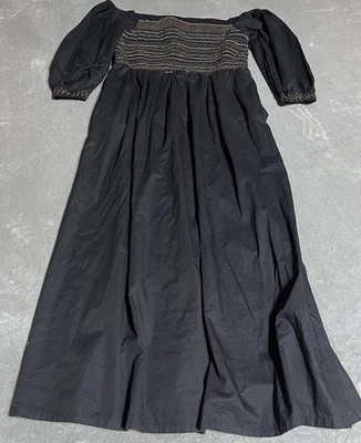 Old Navy Dress Womens Large Black Smocked Maxi Half Sleeve Boho Off The Shoulder - Image 1 of 4