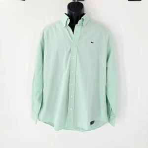 Vineyard Vines Mens Whale Shirt 100% Cotton Button Down Green White Check Sz L - Picture 1 of 8