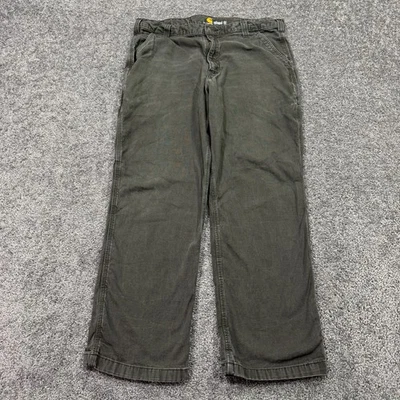 Брюки мужские Carhartt 38x30 серые зеленые свободные крой прямые штанины холщовая рабочая одежда - Изображение 1 из 4
