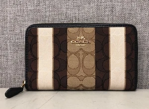 COA Coach Signature Jacquard W/ Stripes Zip-Around Wallet - Picture 1 of 9