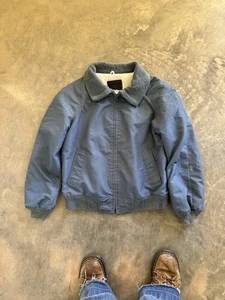 Vintage 70s Sears Blue Nylon Bomber Jacket Size Large Talon Zip - Picture 1 of 8