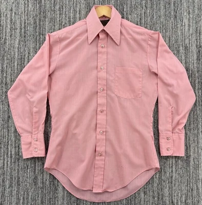 Camisa De Colección Años 70 Sears Perma Prest Para Hombre Med Rosa Solapa Ancha Botón Disco 14.5/32 Foto 1 de 4